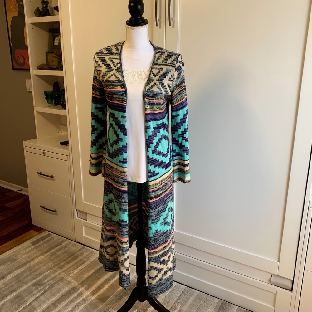 Tribal print long sweater